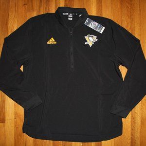Adidas Pittsburgh Penguins 1/4 Zip Long Sleeve Pullover Jacket Mens L